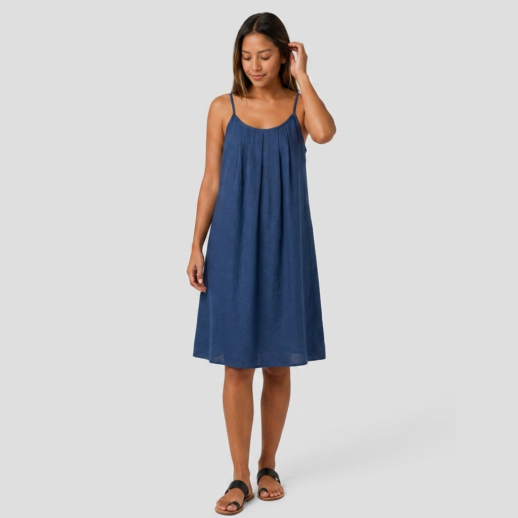 Robe Courte Lin Bretelles Fines Dos Nu Lacet Pour Femme
