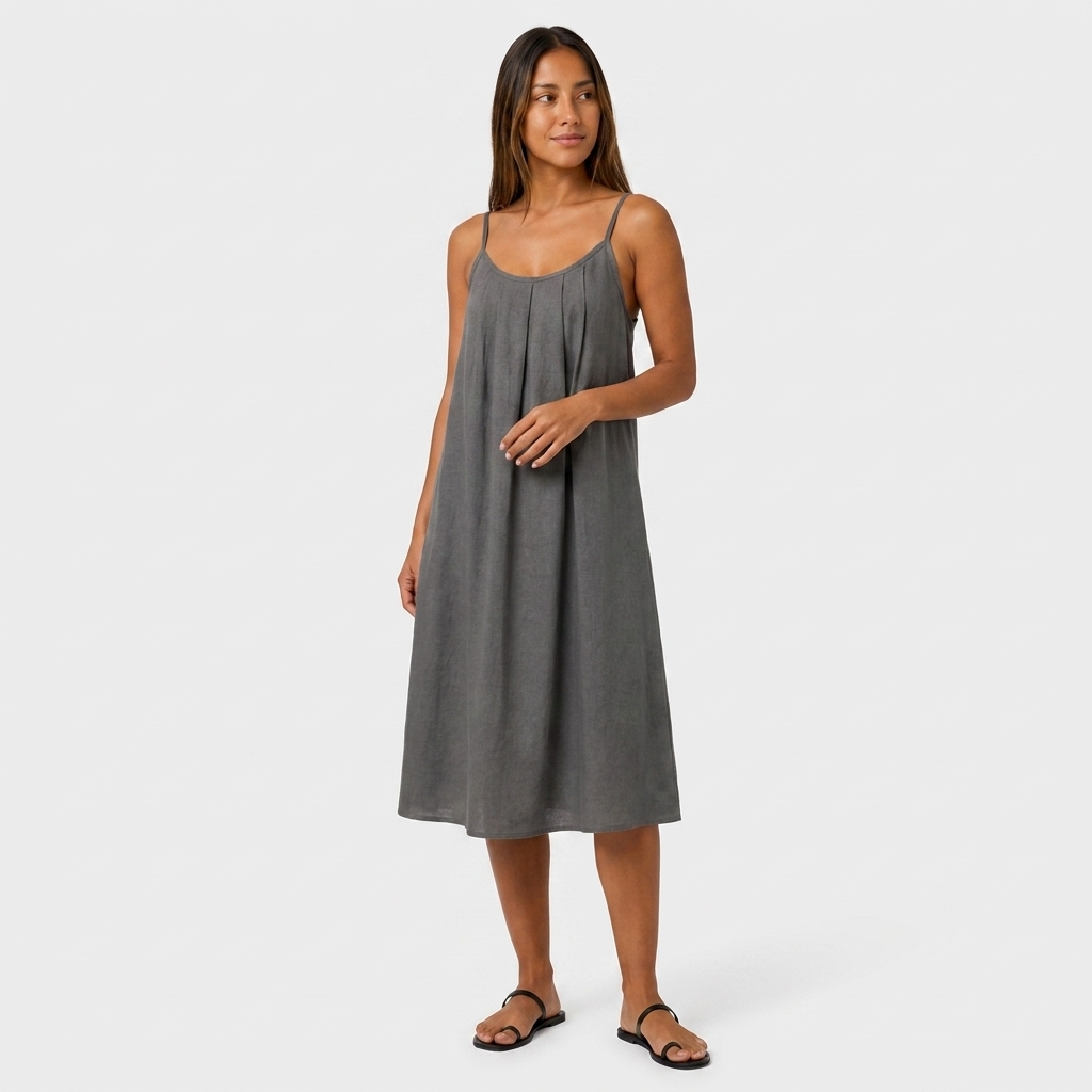 Robe Courte Lin Bretelles Fines Dos Nu Lacet Pour Femme