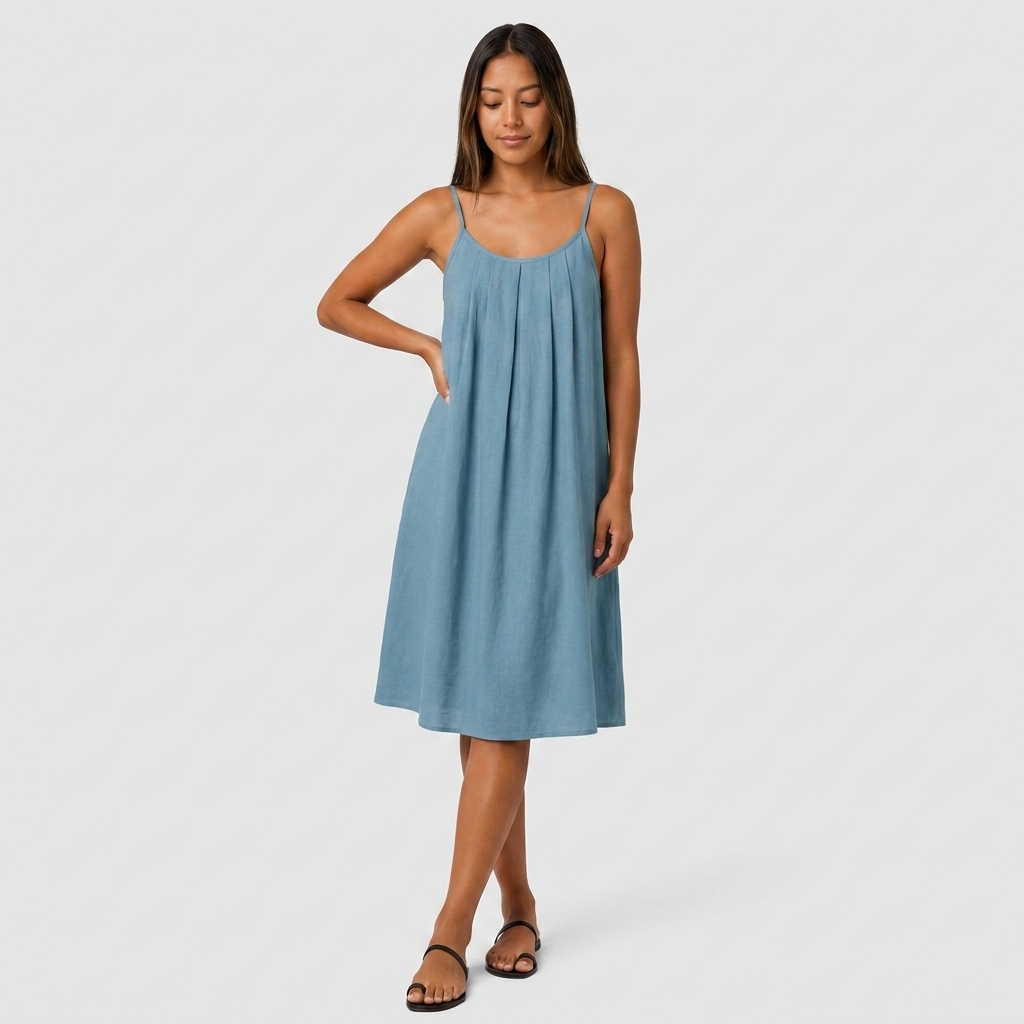 Robe Courte Lin Bretelles Fines Dos Nu Lacet Pour Femme