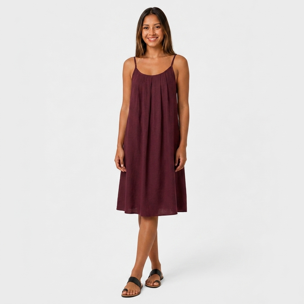 Robe Courte Lin Bretelles Fines Dos Nu Lacet Pour Femme