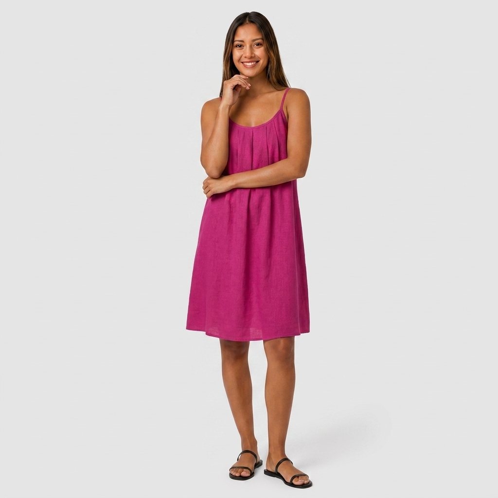 Robe Courte Lin Bretelles Fines Dos Nu Lacet Pour Femme