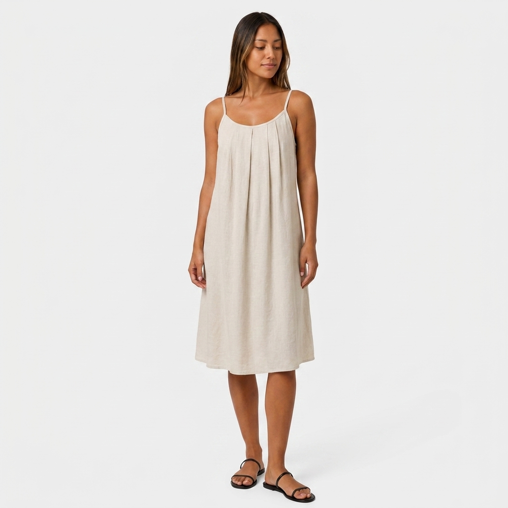 Robe Courte Lin Bretelles Fines Dos Nu Lacet Pour Femme