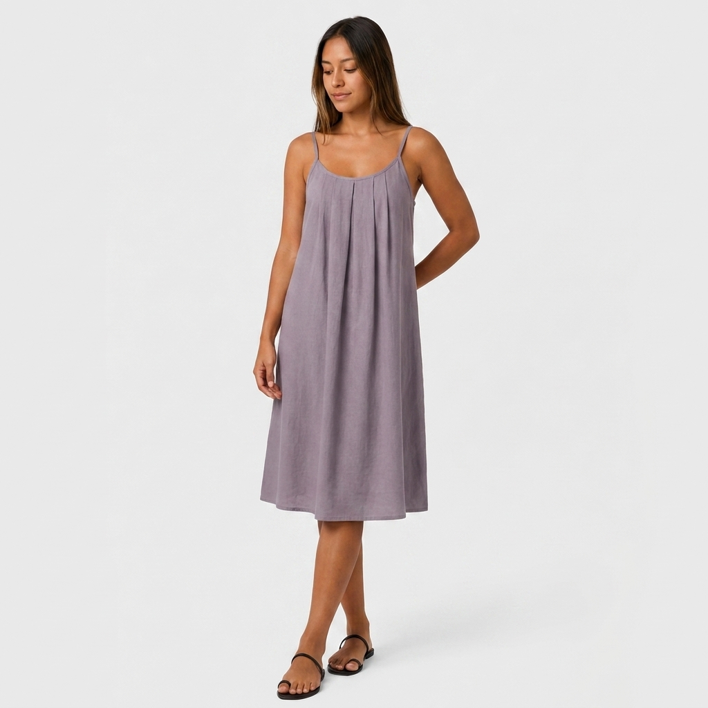 Robe Courte Lin Bretelles Fines Dos Nu Lacet Pour Femme