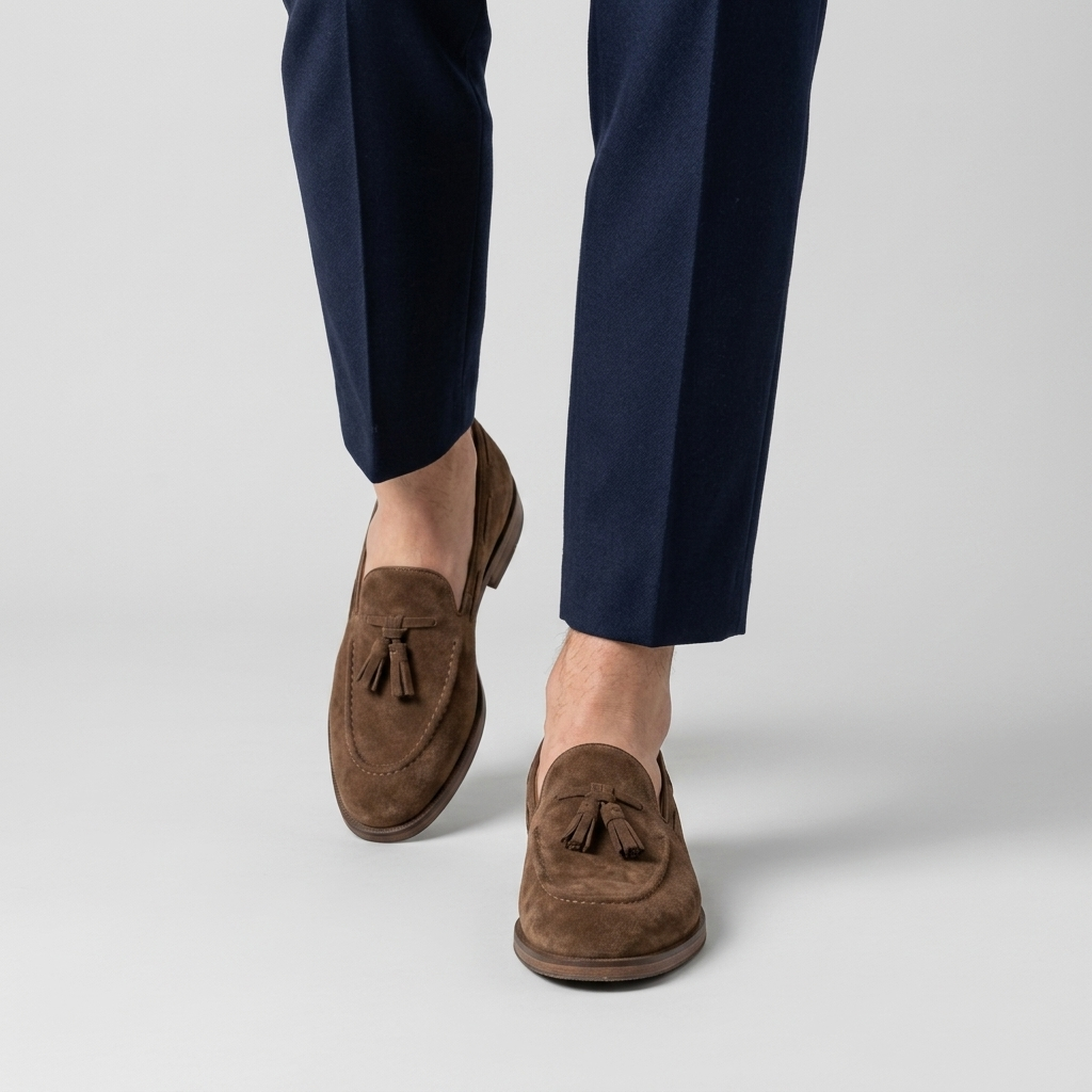 Mocassins Daim Glands Semelle Cuir Pour Homme