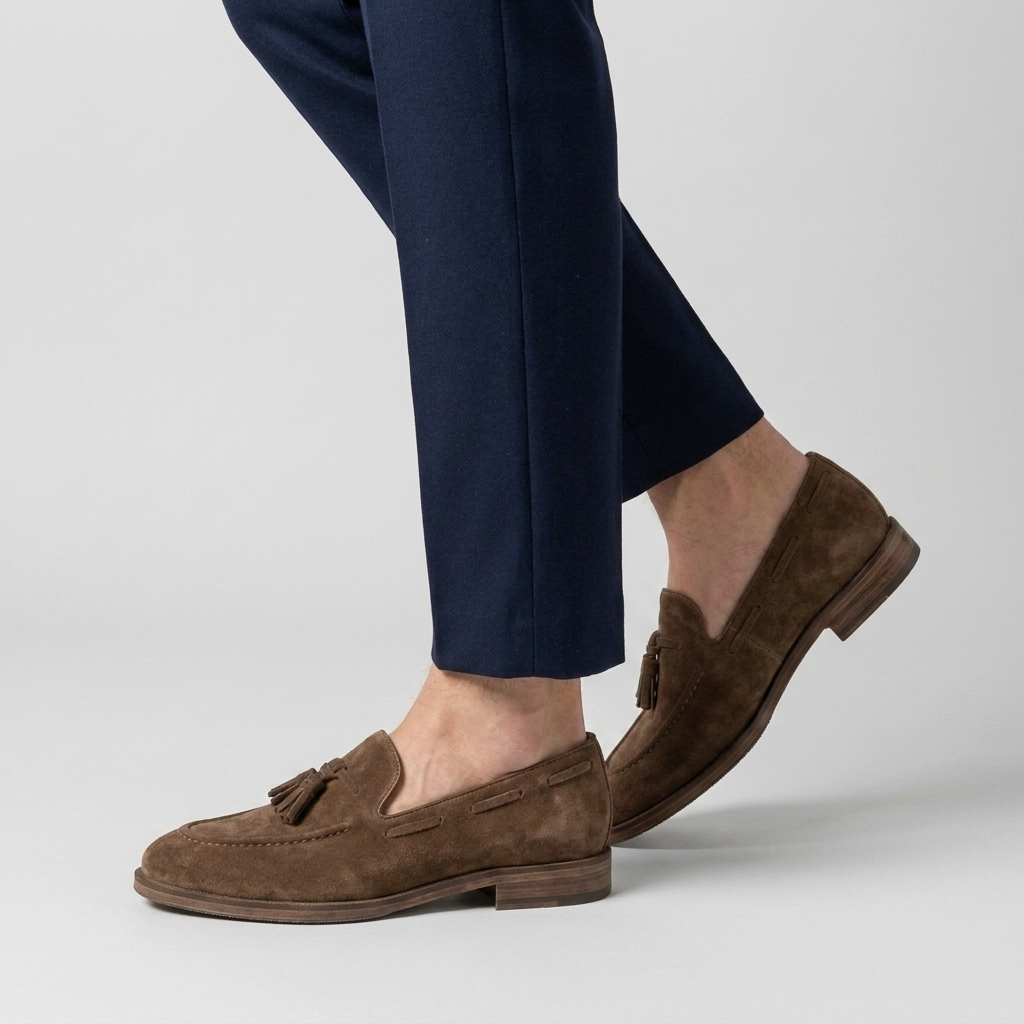 Mocassins Daim Glands Semelle Cuir Pour Homme