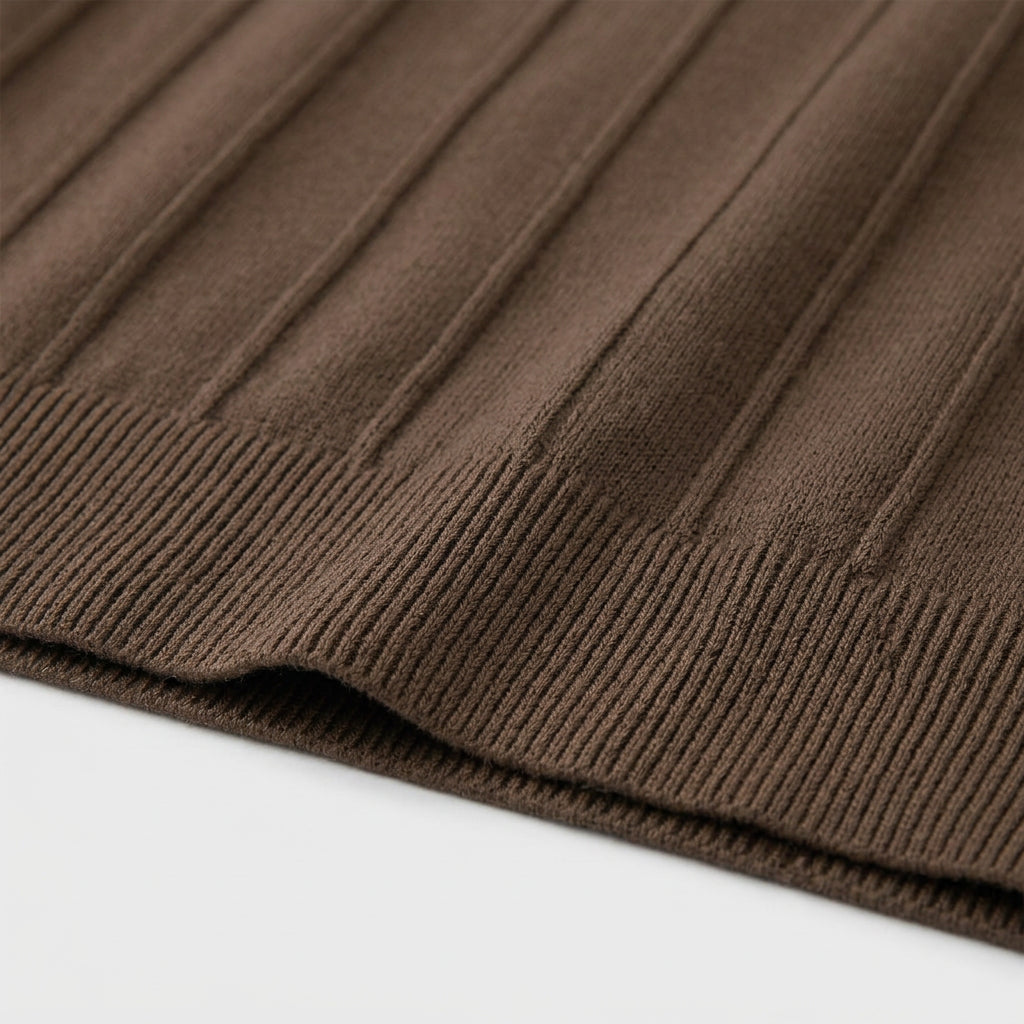 Tee-Shirt en Maille Côtelée à Manches Courtes pour Homme