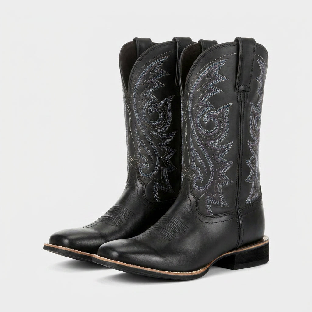 Bottes Santiags en Cuir à Bout Carré pour Femme