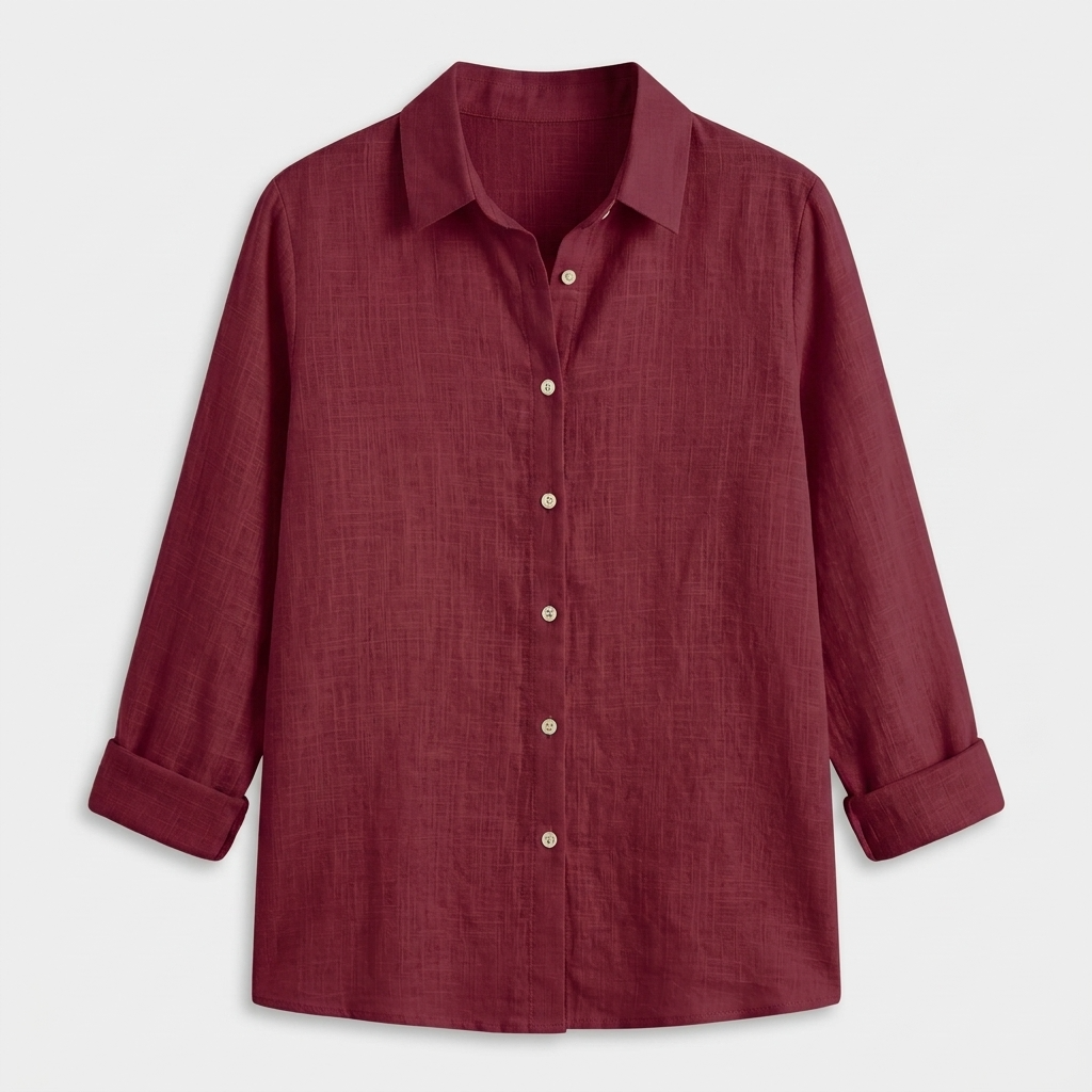 Chemise Lin Coupe Ample Manches Retroussables pour Femme