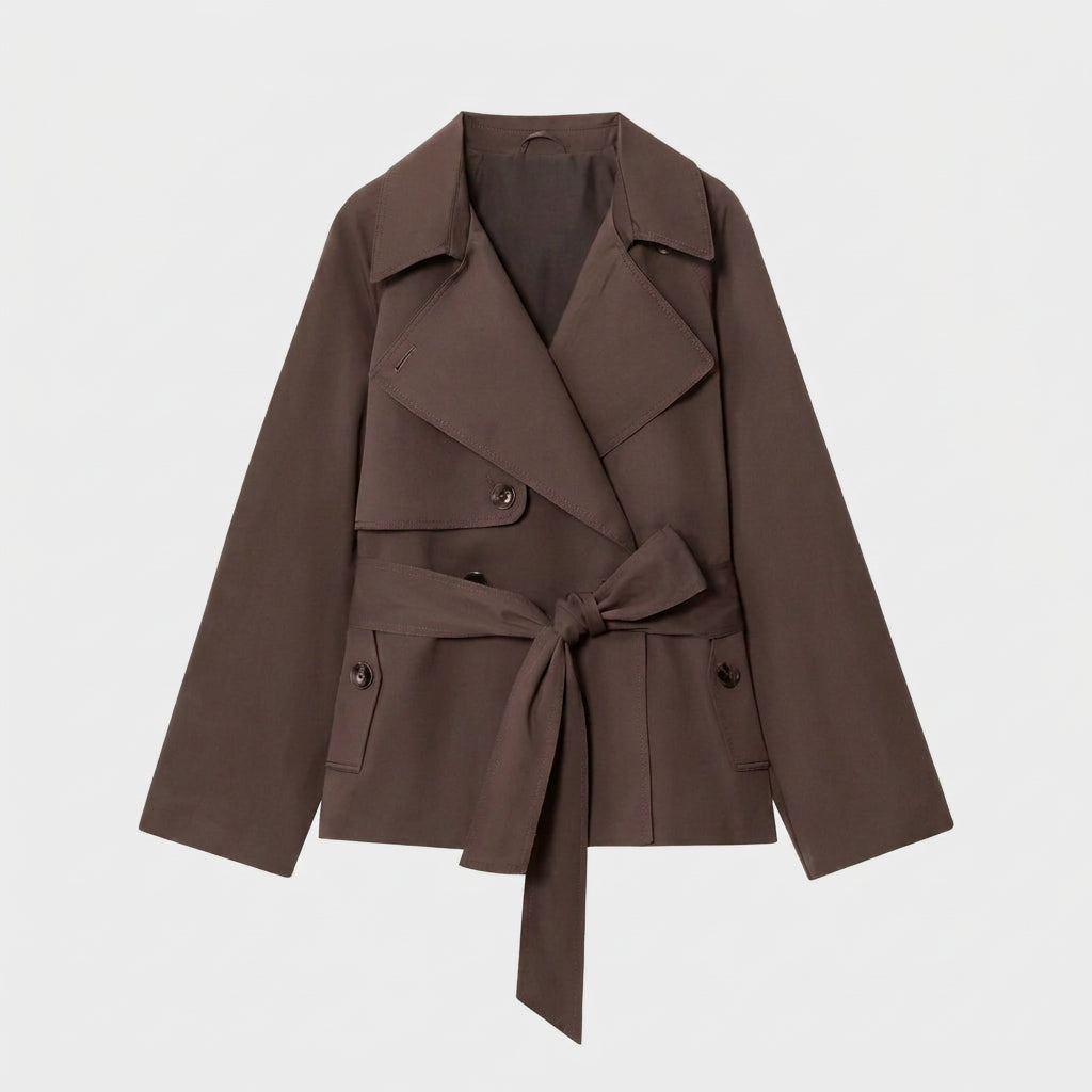 Trench-Coat Court à Ceinture Nouée pour Femme