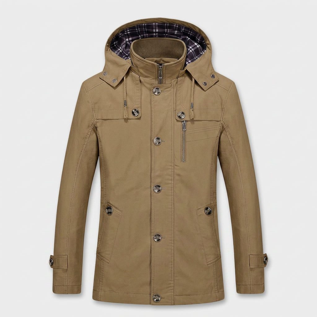 Veste à Capuche Amovible et Multiples Poches pour Homme