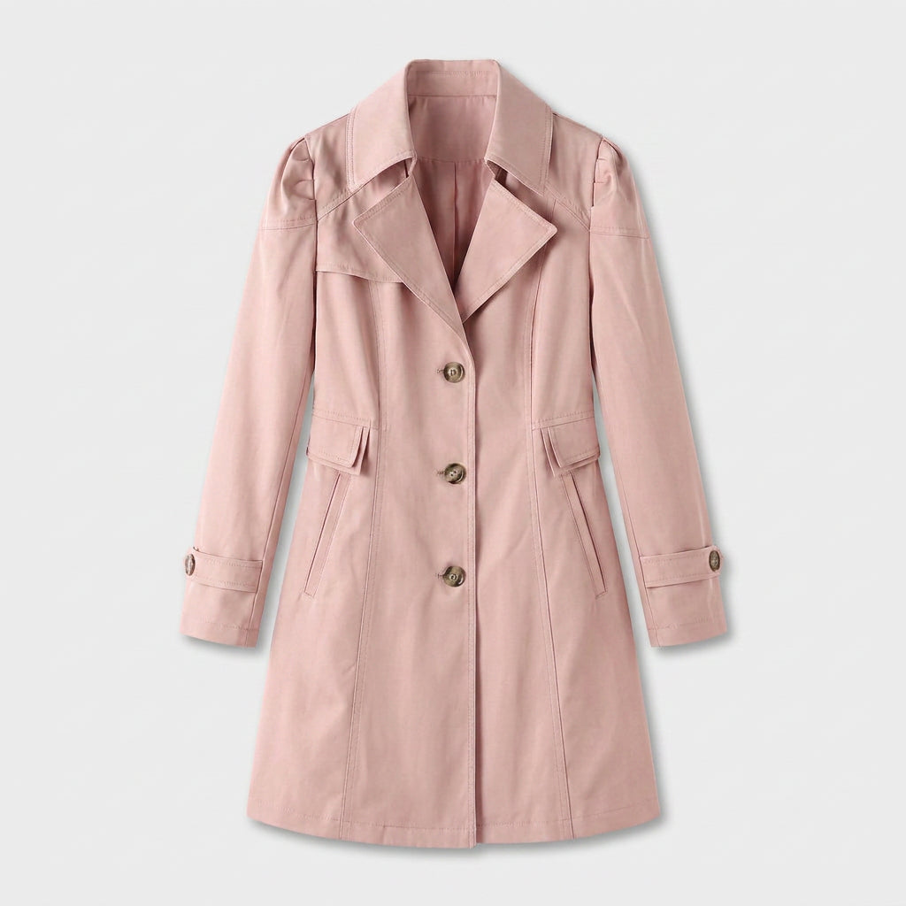 Trench-Coat Mi-Long Cintré à Col Tailleur pour Femme