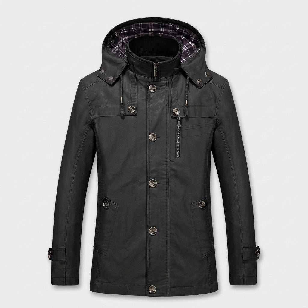 Veste à Capuche Amovible et Multiples Poches pour Homme