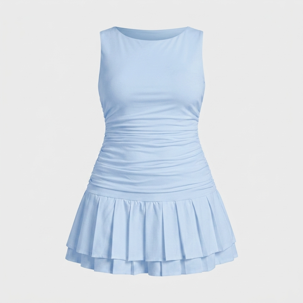 Robe Mini Sans Manches Coupe Structurée pour Femme