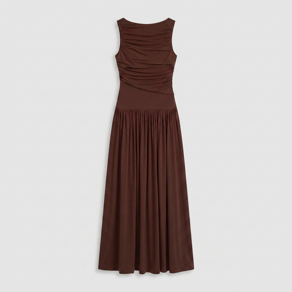 Robe Maxi Sans Manches Coupe Fluide pour Femme