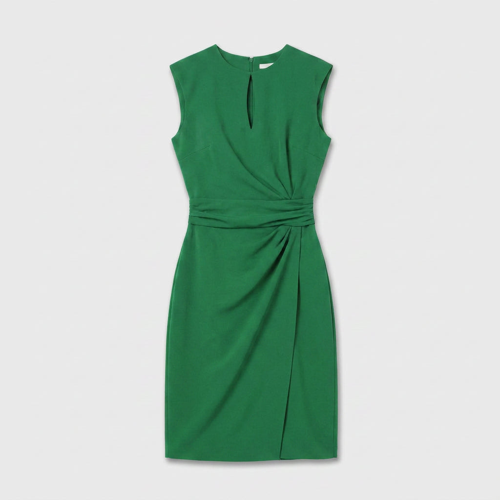 Robe de Cocktail Sans Manches à Taille Drapée pour Femme