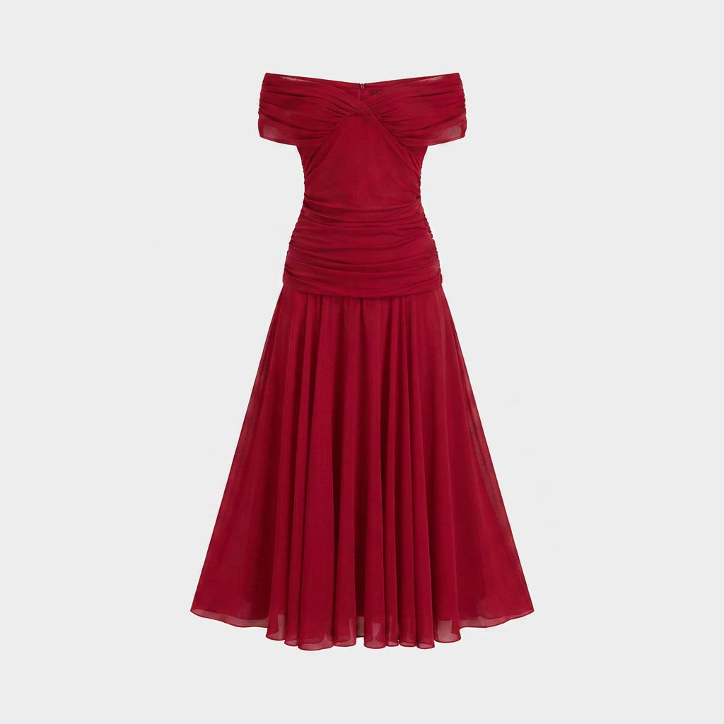 Robe de Cérémonie Fleurie à Épaules Dénudées pour Femme