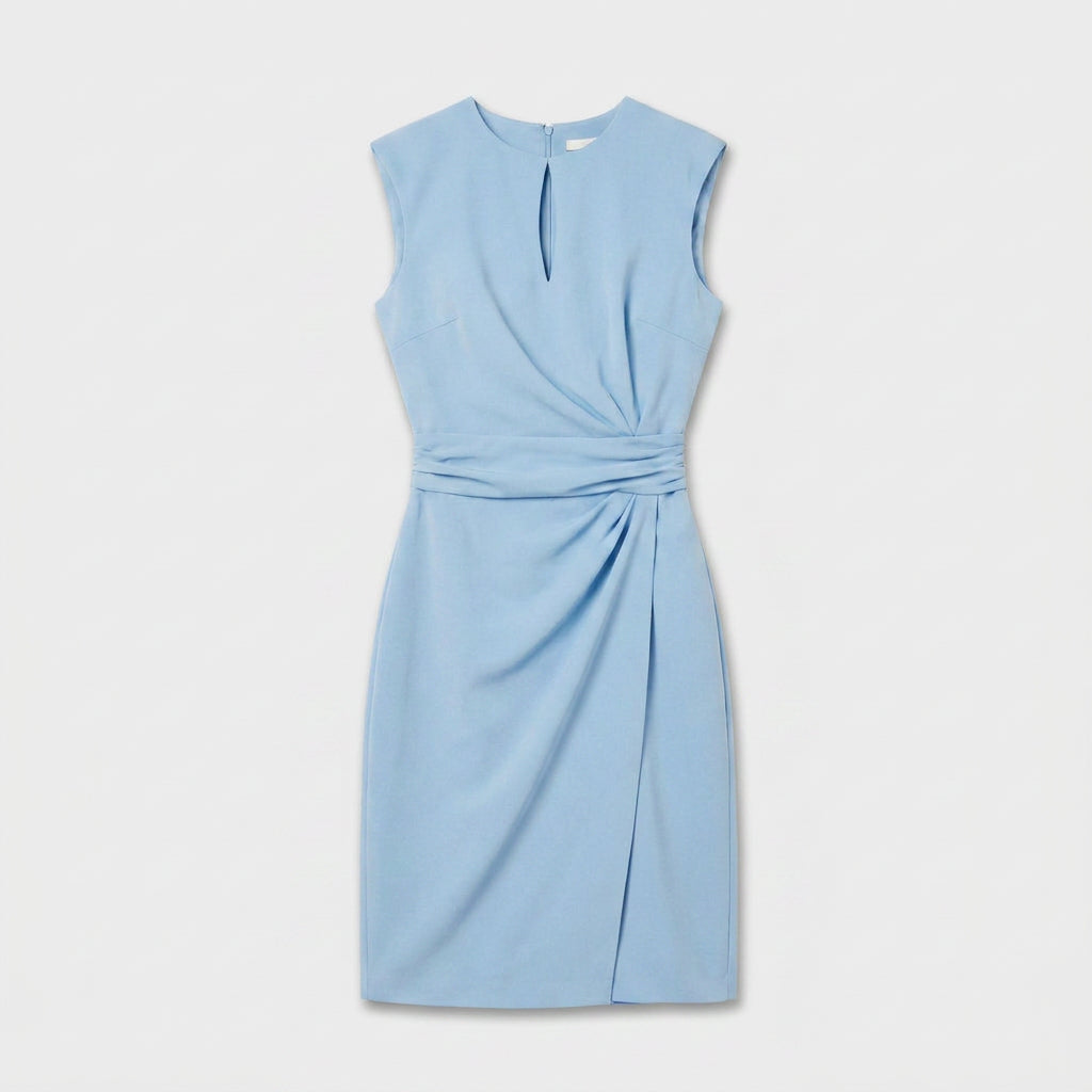 Robe de Cocktail Sans Manches à Taille Drapée pour Femme