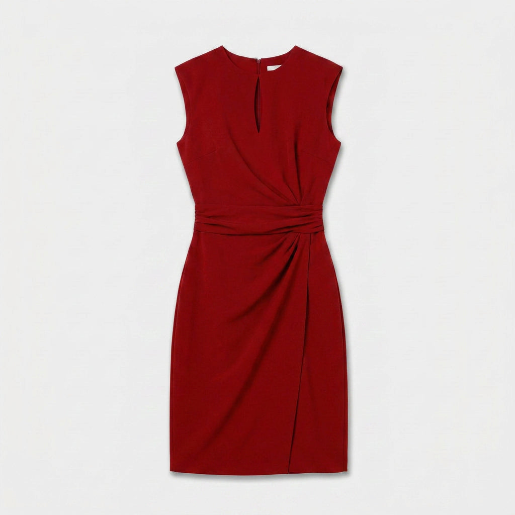 Robe de Cocktail Sans Manches à Taille Drapée pour Femme