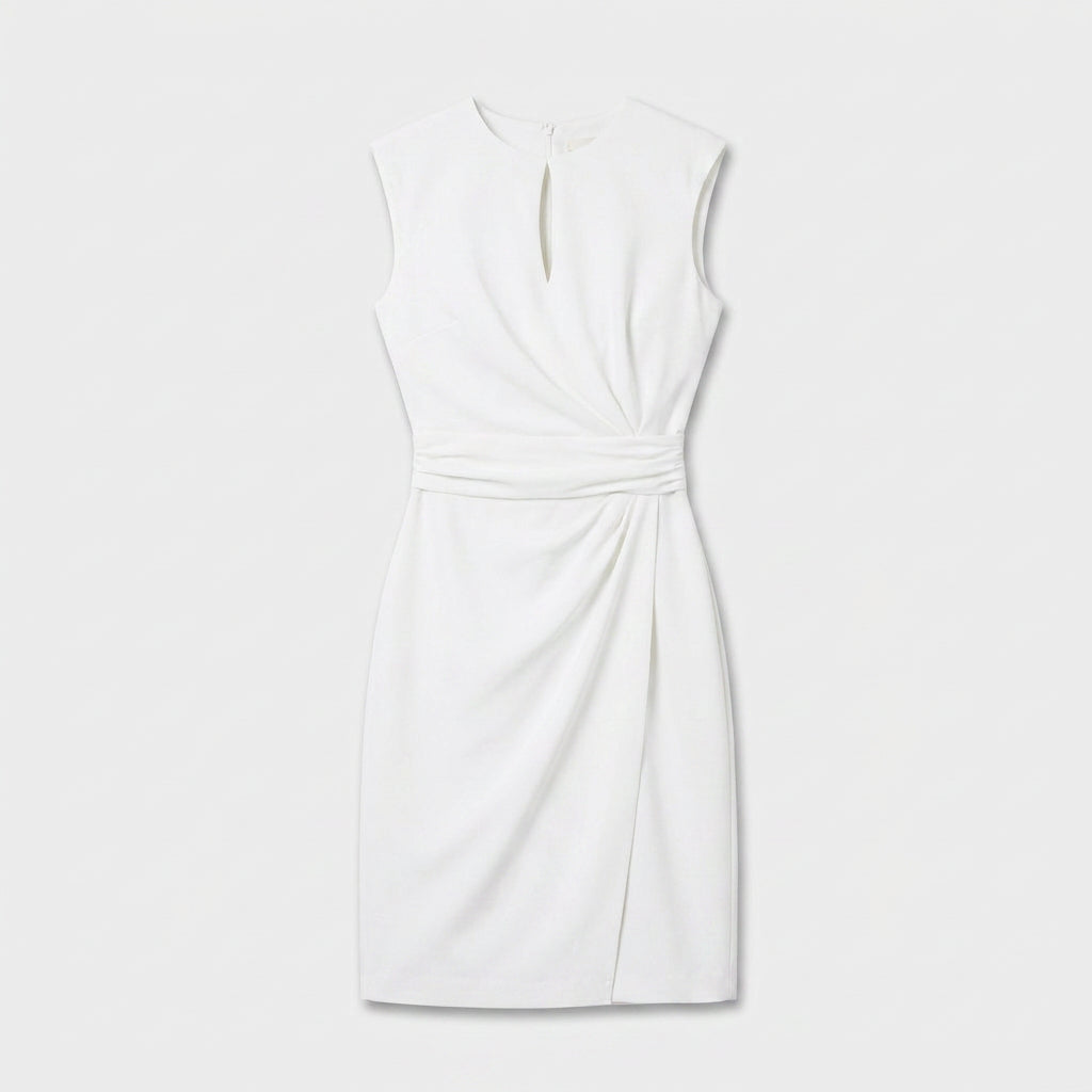 Robe de Cocktail Sans Manches à Taille Drapée pour Femme