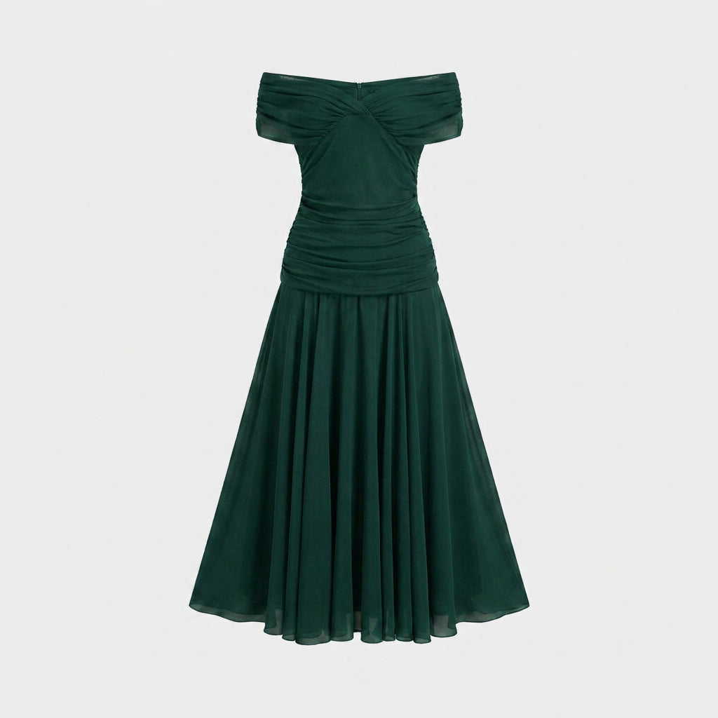 Robe de Cérémonie Fleurie à Épaules Dénudées pour Femme