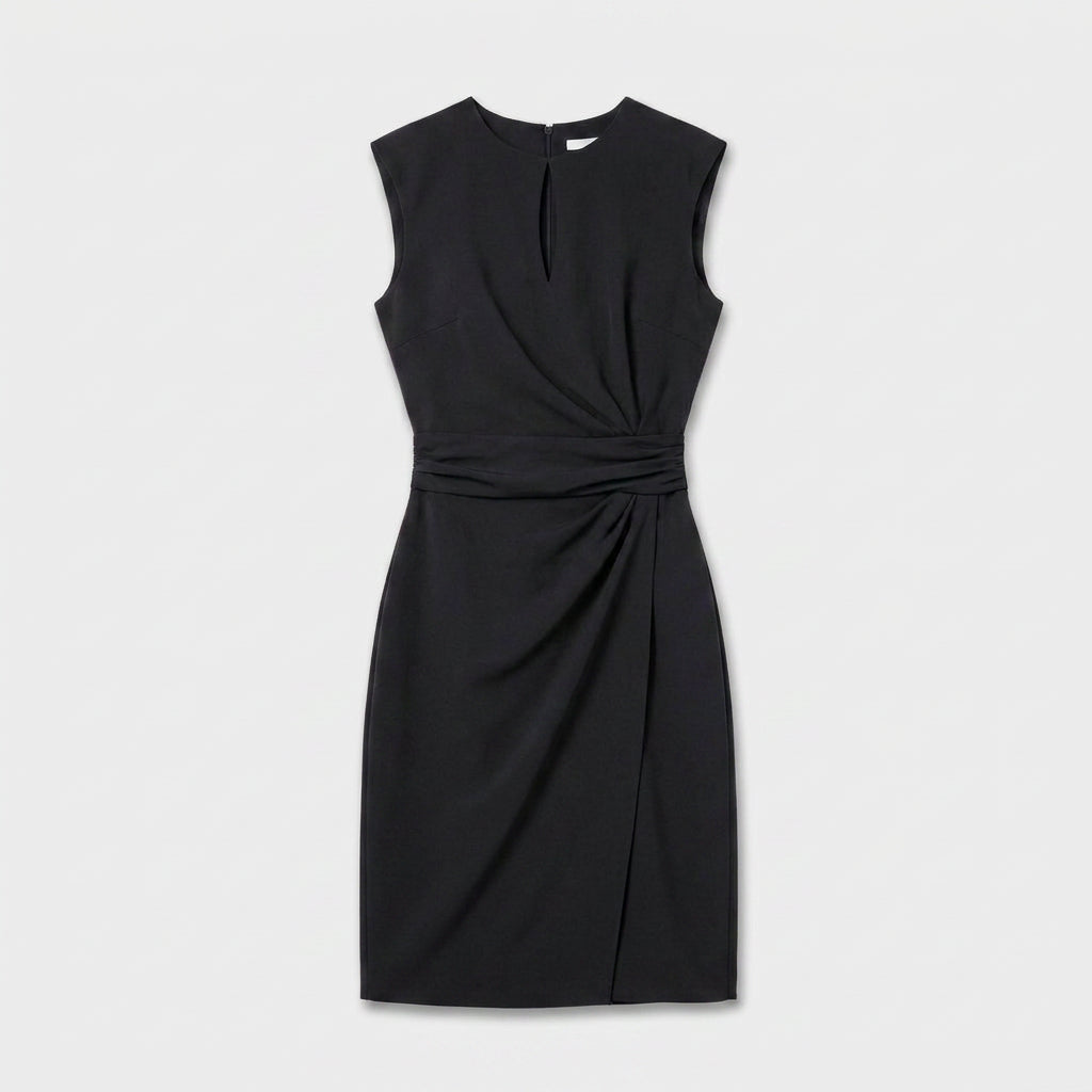 Robe de Cocktail Sans Manches à Taille Drapée pour Femme