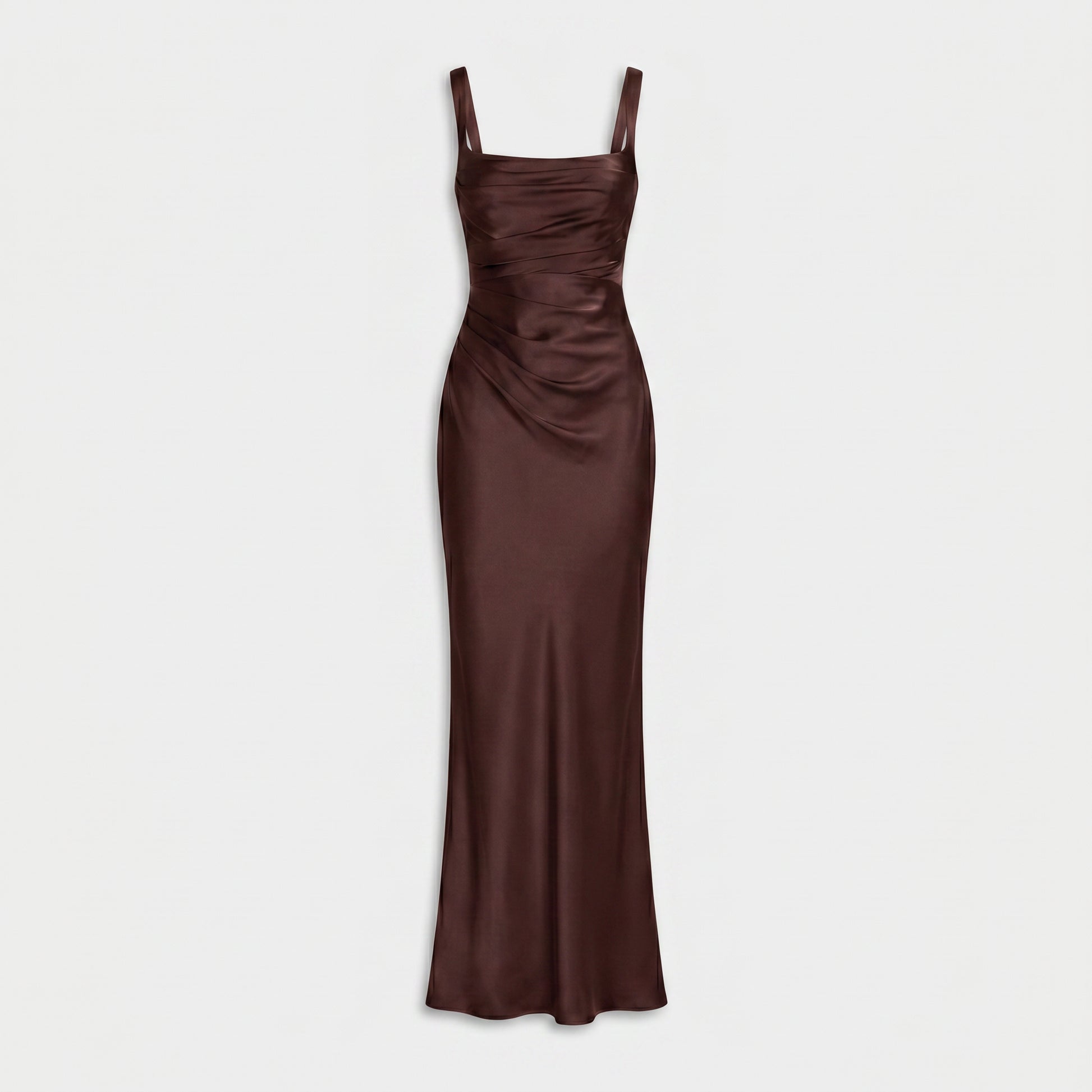 Robe de Soirée Longue en Satin Drapé pour Femme