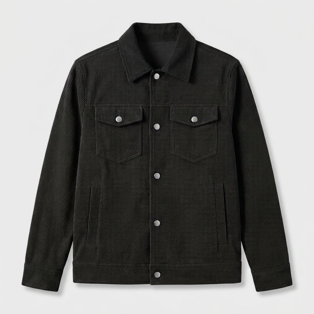 Veste en Velours Côtelé à Boutons-Pression pour Homme