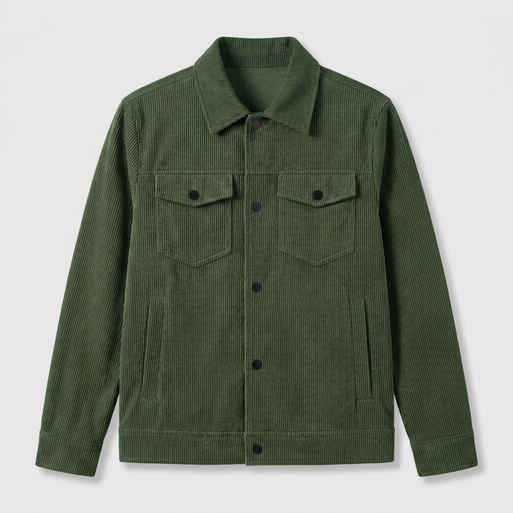 Veste en Velours Côtelé à Boutons-Pression pour Homme