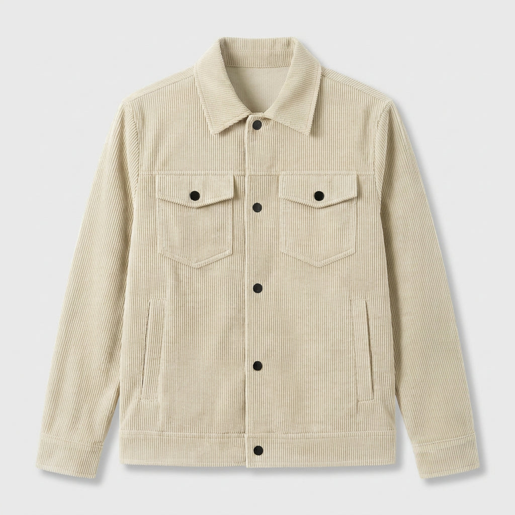 Veste en Velours Côtelé à Boutons-Pression pour Homme