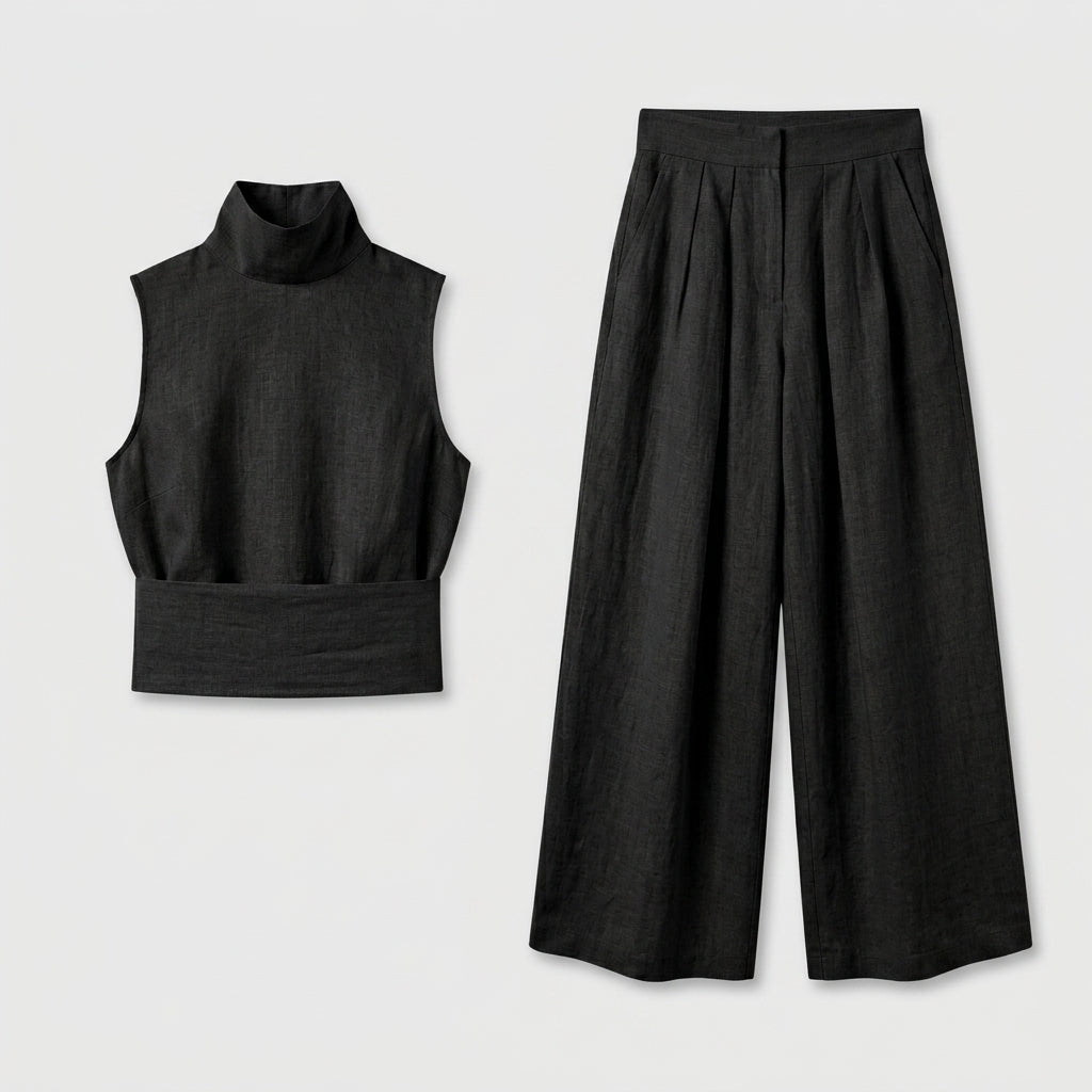 Ensemble Top Sans Manches Pantalon Large pour Femme