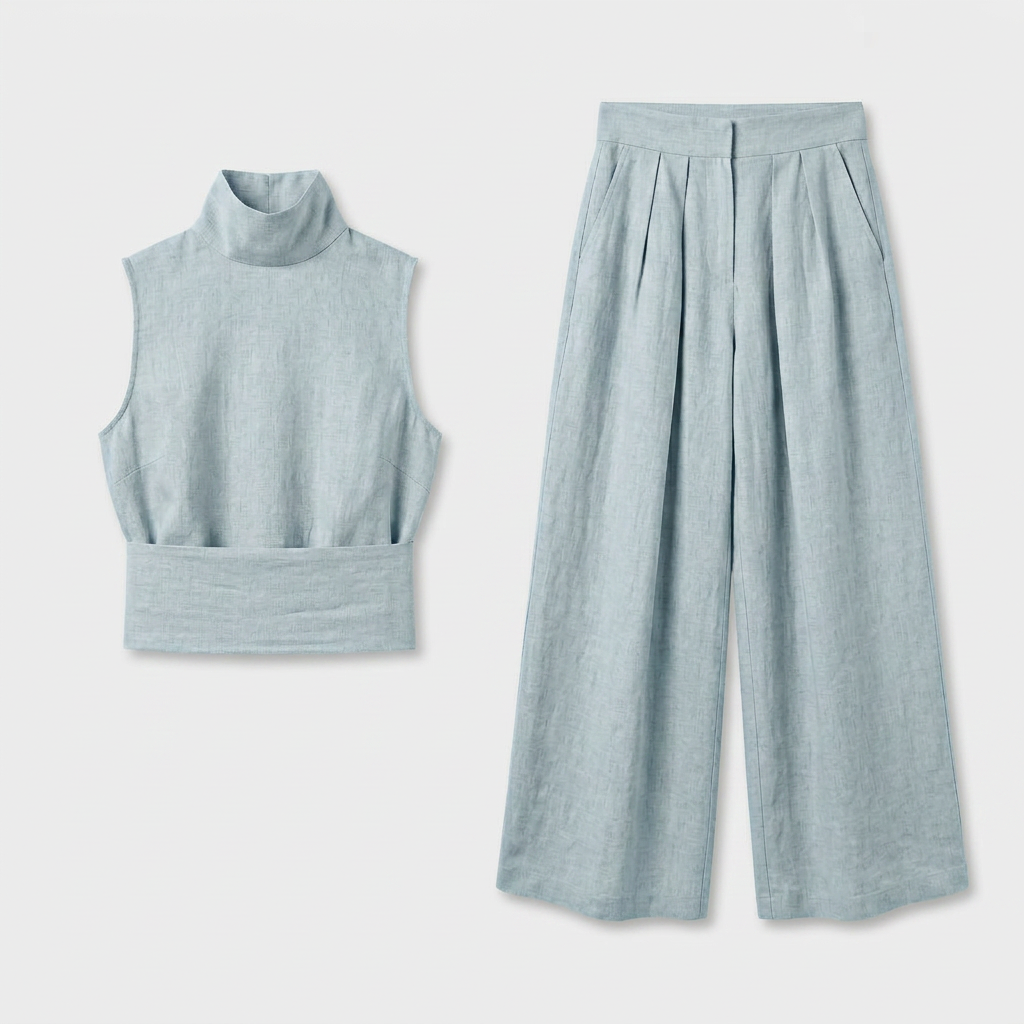 Ensemble Top Sans Manches Pantalon Large pour Femme