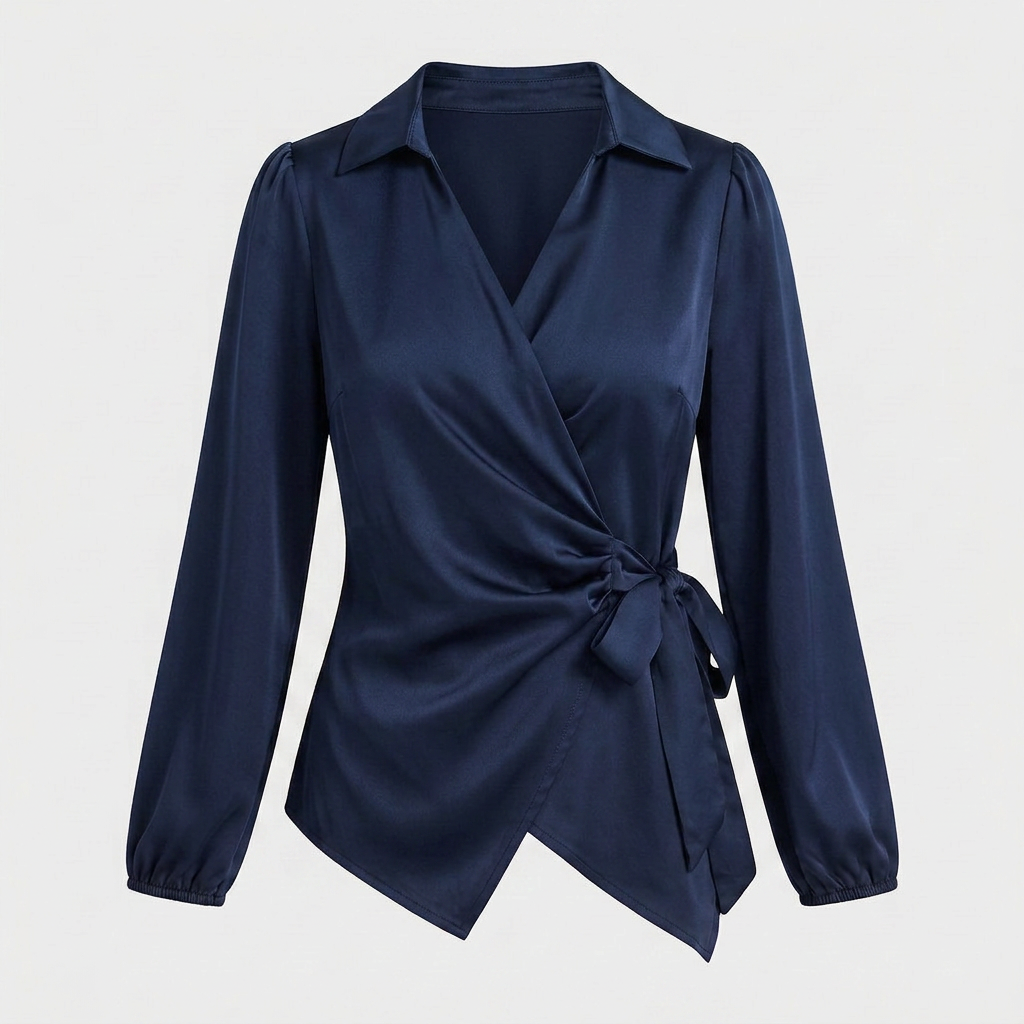 Blouse Col Revers Manches Longues Coupe Élégante pour Femme