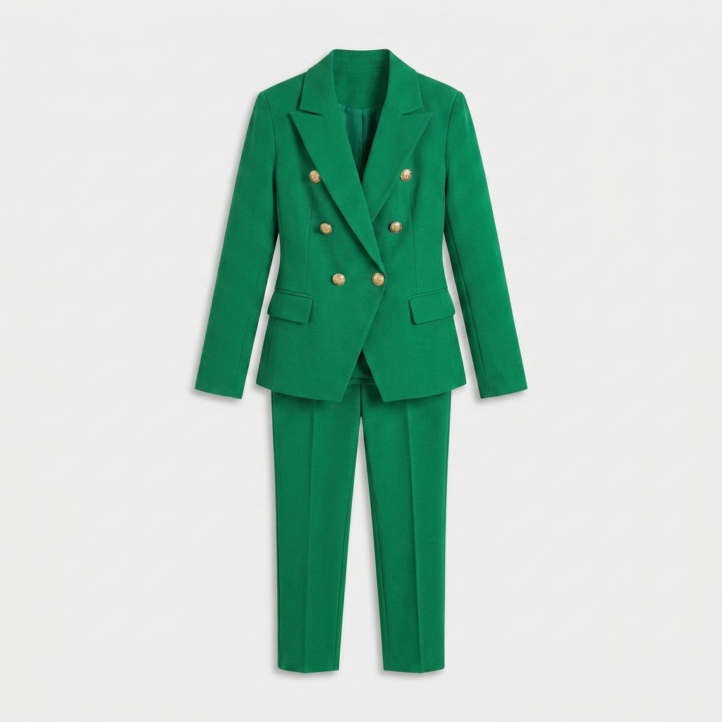 Ensemble Tailleur Veste Pantalon Coupe Structurée pour Femme