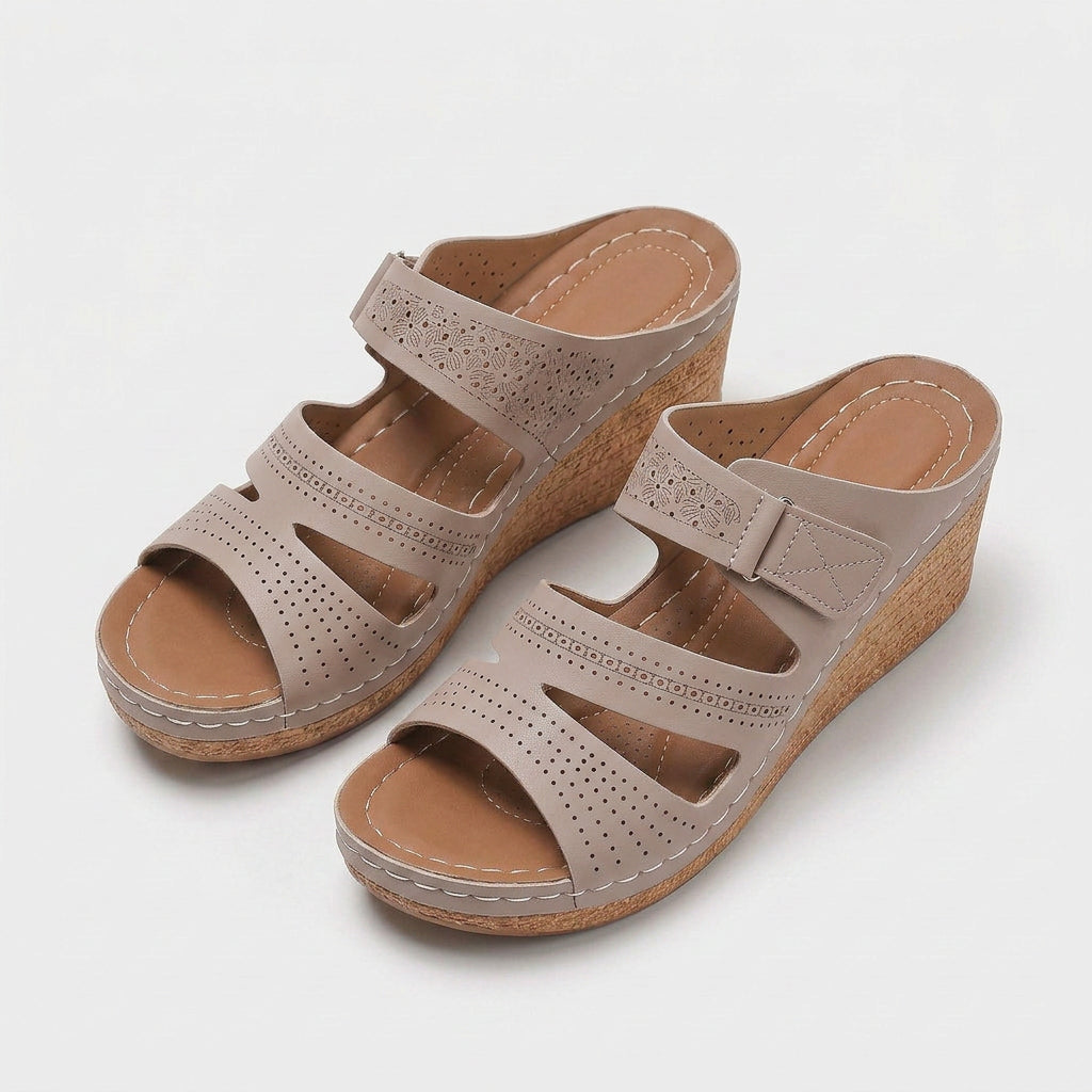 Mules Compensées Bout Ouvert Confort Soutien Pour Femme