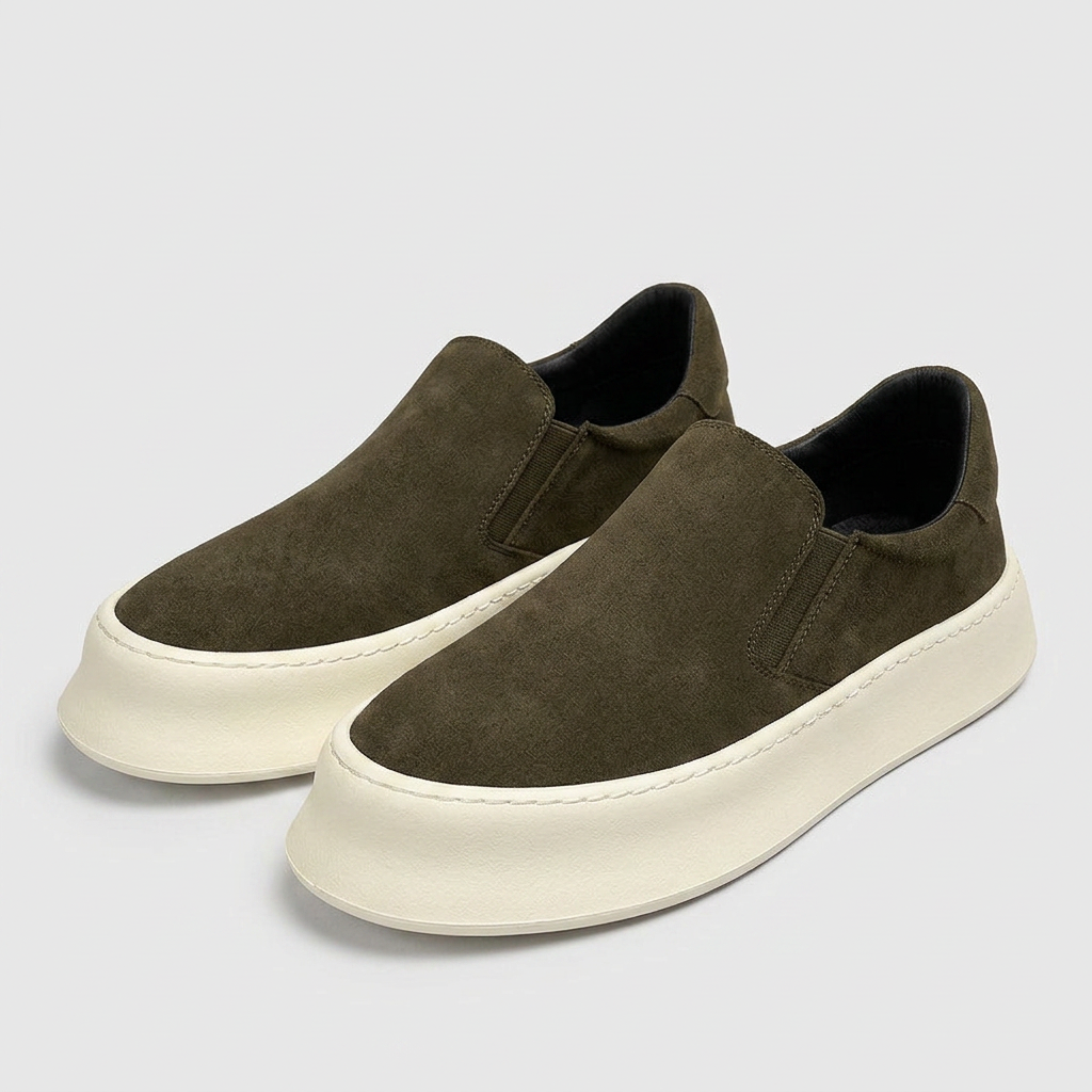Slip-On Daim Semelle Plateforme Épaisse Élastique pour Homme