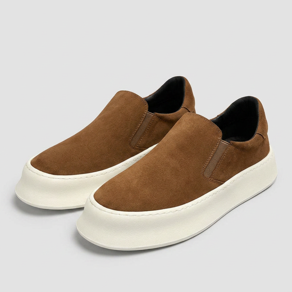 Slip-On Daim Semelle Plateforme Épaisse Élastique pour Homme