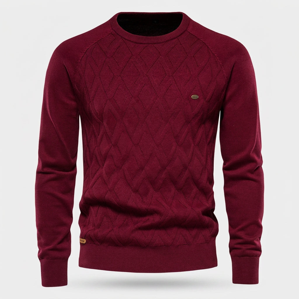 Pull Ras du Cou à Motif Losange en Relief pour Homme