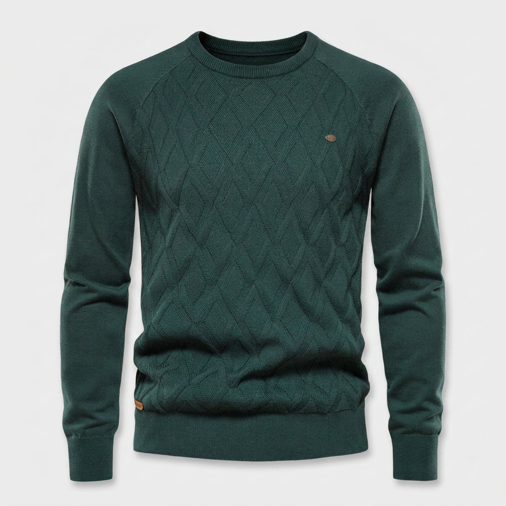 Pull Ras du Cou à Motif Losange en Relief pour Homme