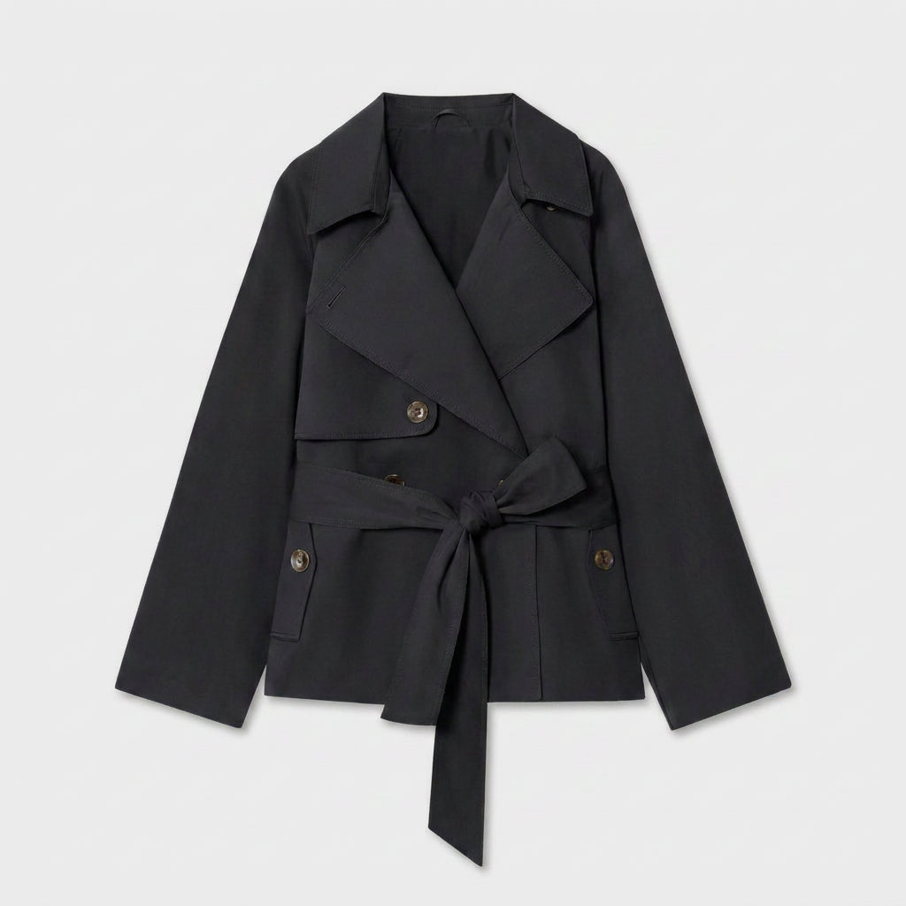 Trench-Coat Court à Ceinture Nouée pour Femme