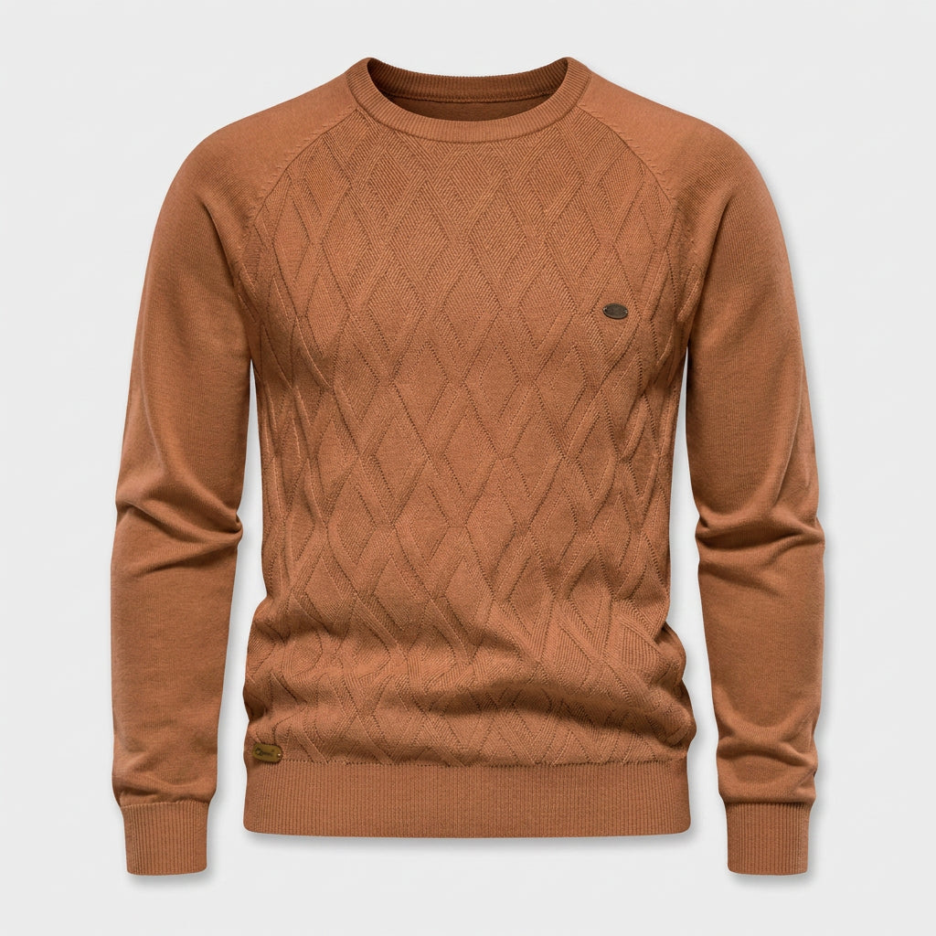 Pull Ras du Cou à Motif Losange en Relief pour Homme