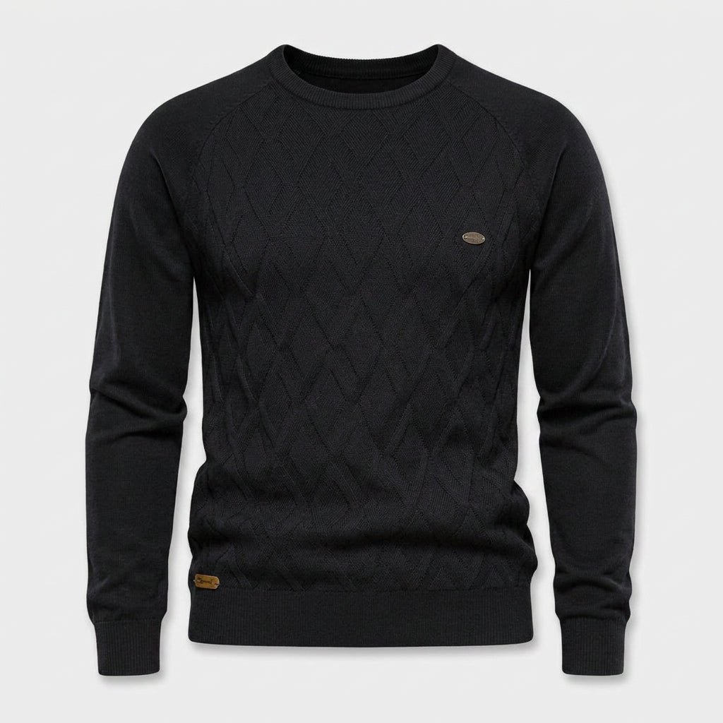 Pull Ras du Cou à Motif Losange en Relief pour Homme