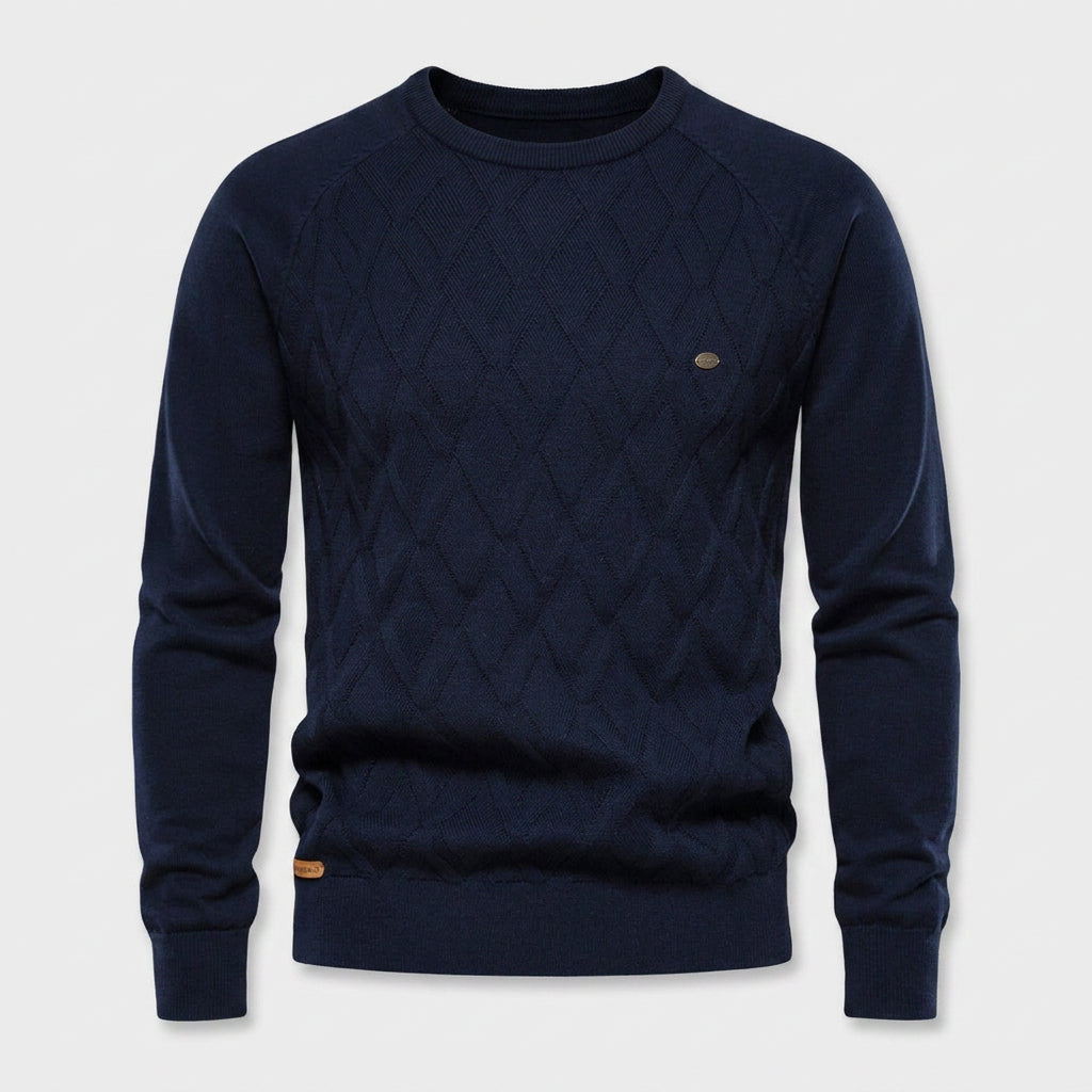 Pull Ras du Cou à Motif Losange en Relief pour Homme