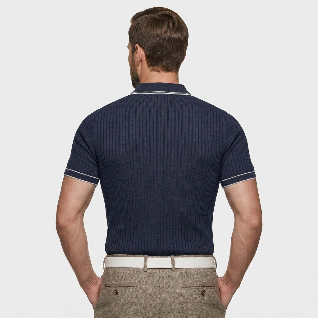 Polo Maille Côtelée Col Classique pour Homme