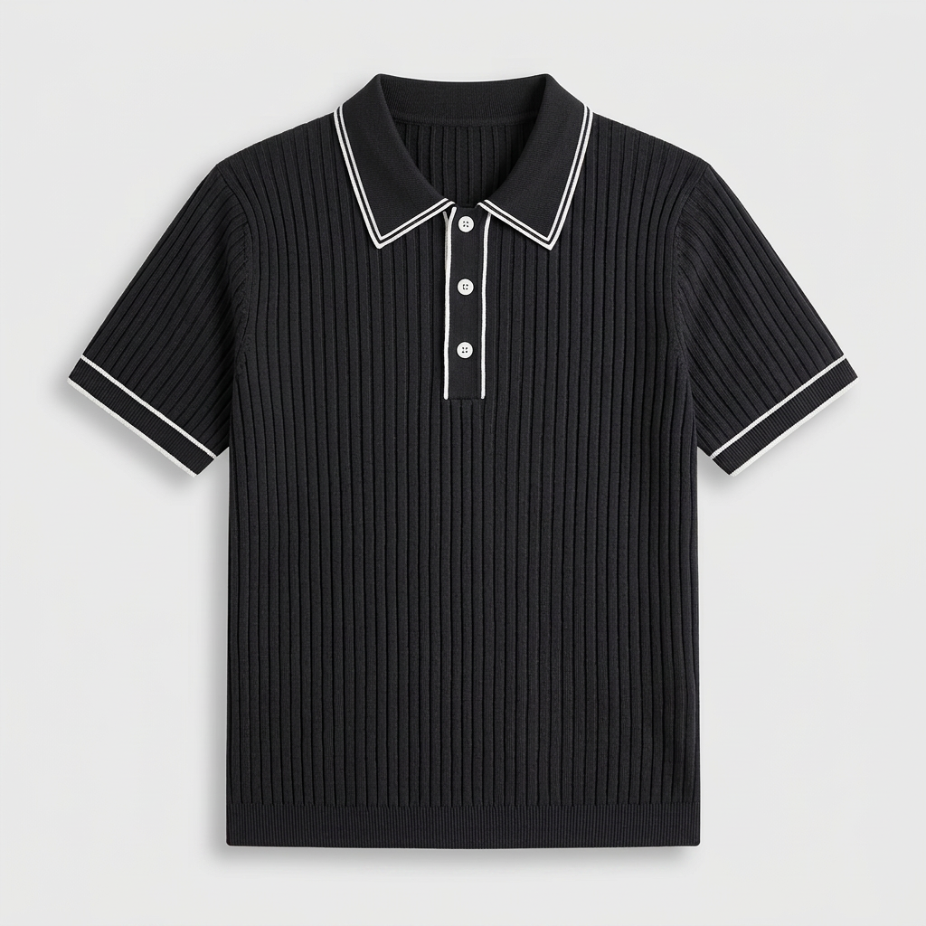 Polo Maille Côtelée Col Classique pour Homme
