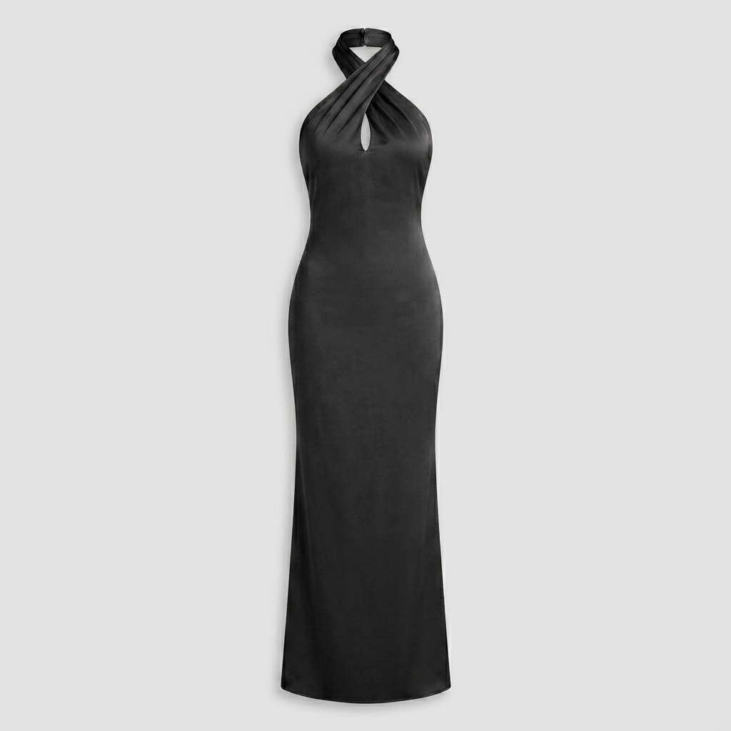 Robe Maxi Col Halter Coupe Fluide Pour Femme