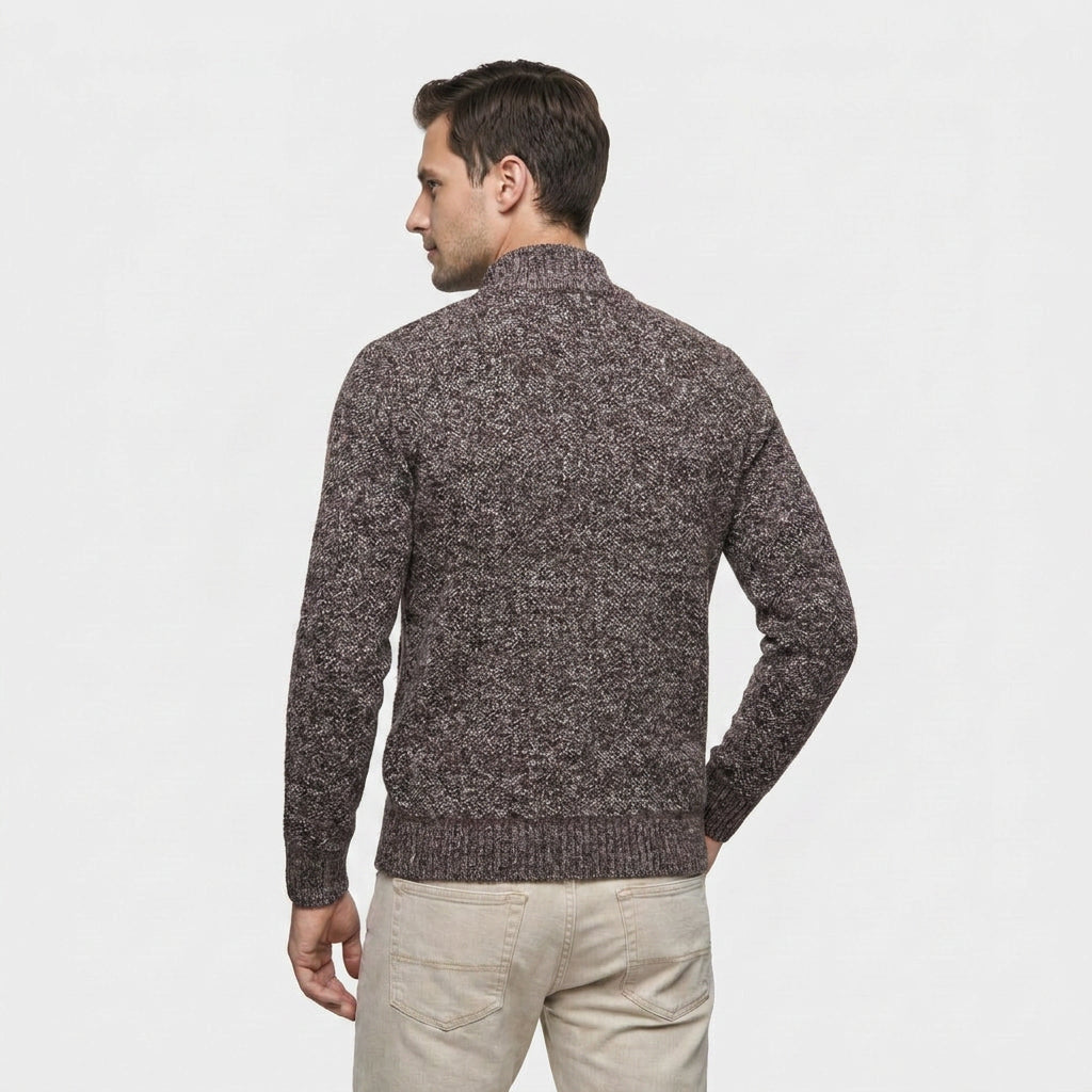 Veste en Maille Zippée à Col Montant pour Homme