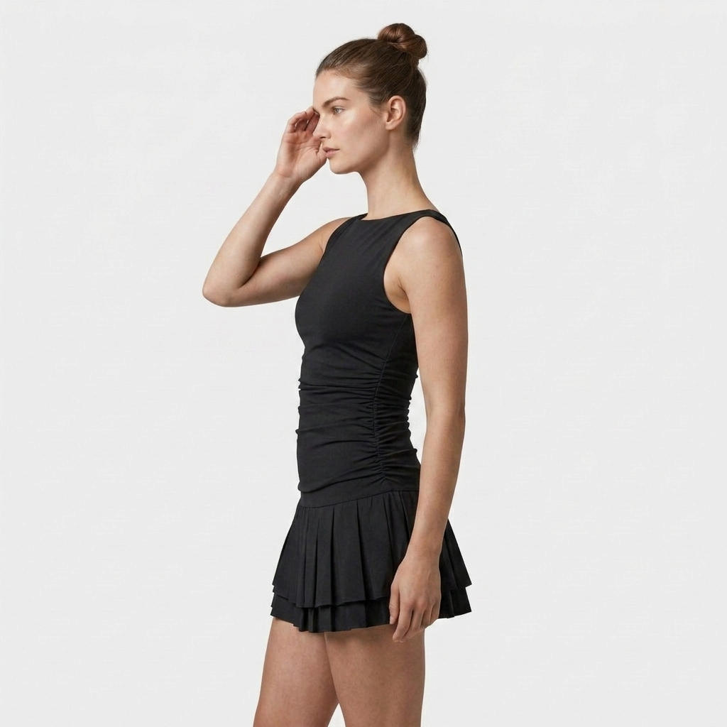 Robe Mini Sans Manches Coupe Structurée pour Femme
