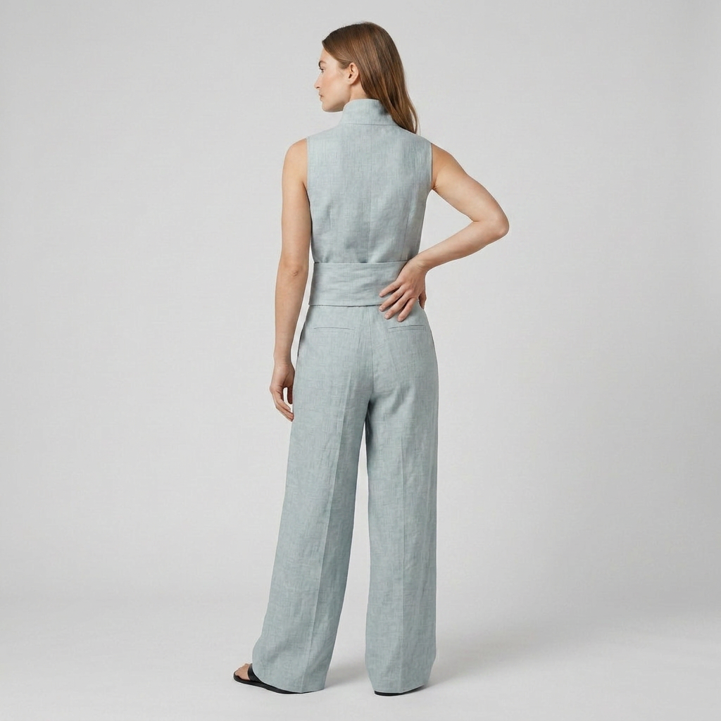 Ensemble Top Sans Manches Pantalon Large pour Femme