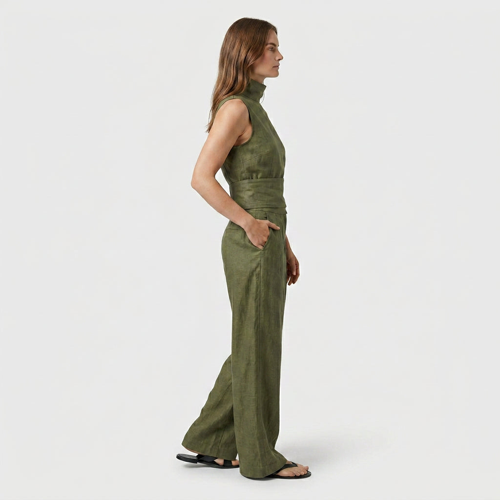 Ensemble Top Sans Manches Pantalon Large pour Femme