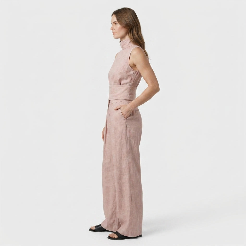 Ensemble Top Sans Manches Pantalon Large pour Femme